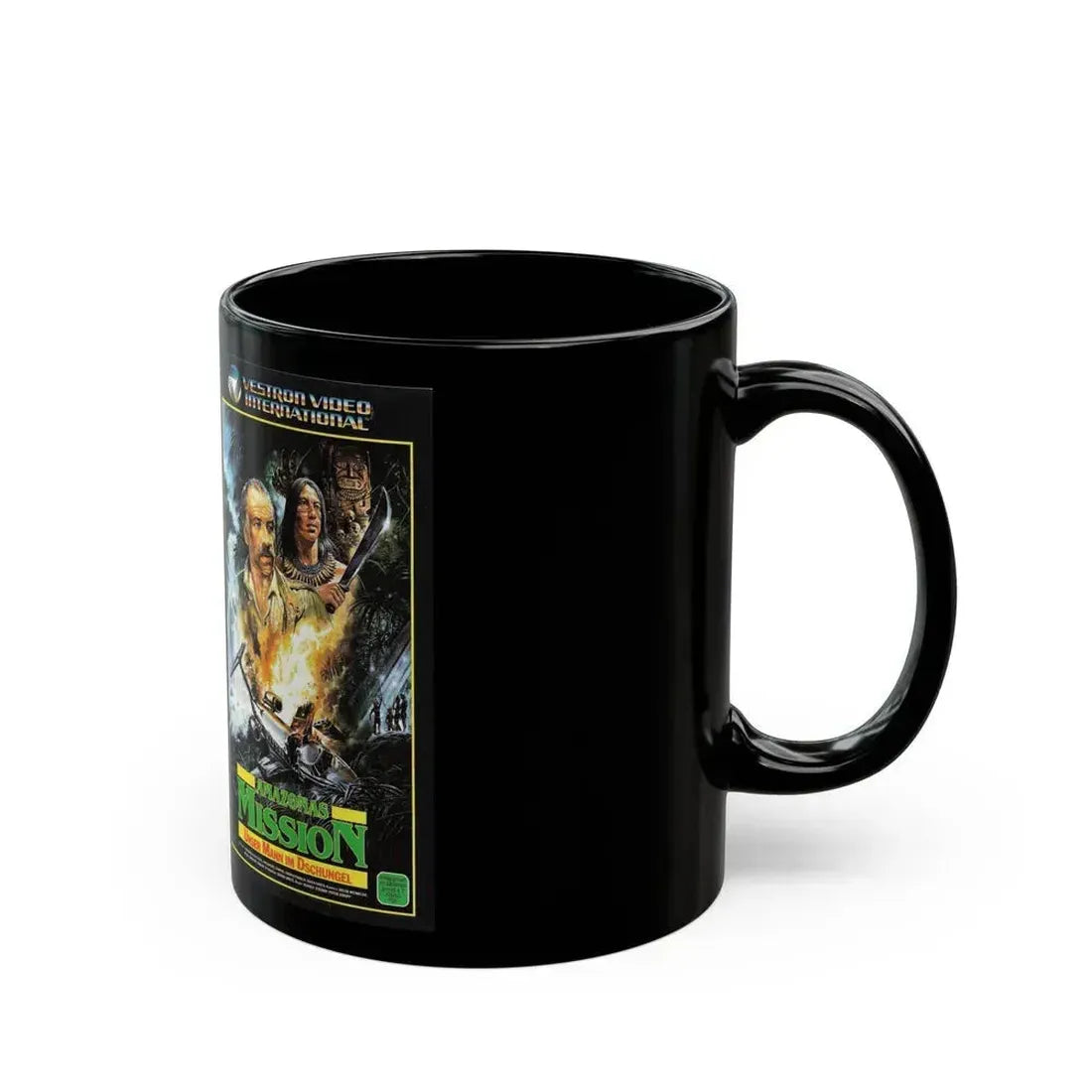 AMAZONAS MISSION (VHS COVER) - Black Coffee Mug - Go Mug Yourself