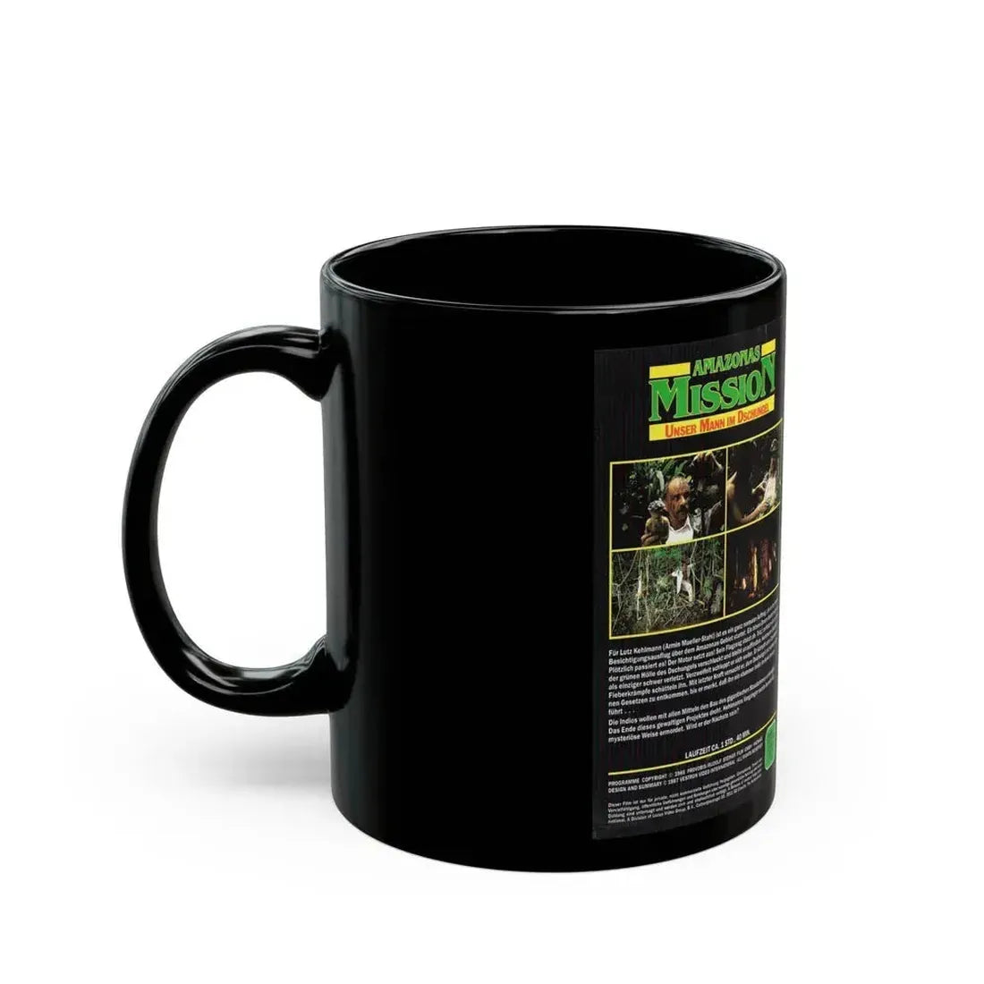 AMAZONAS MISSION (VHS COVER) - Black Coffee Mug - Go Mug Yourself