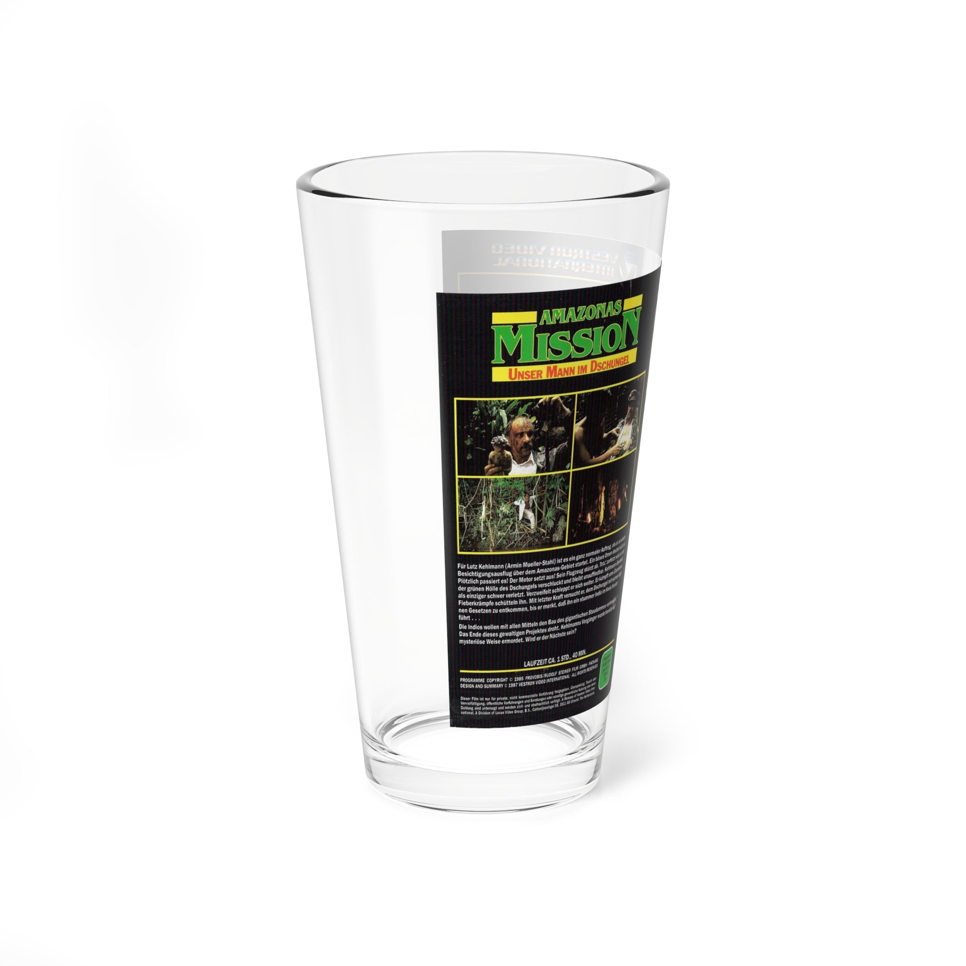 AMAZONAS MISSION (VHS COVER) Pint Glass 16oz-Go Mug Yourself