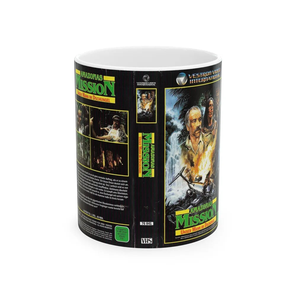 AMAZONAS MISSION (VHS COVER) - White Coffee Mug-11oz-Go Mug Yourself