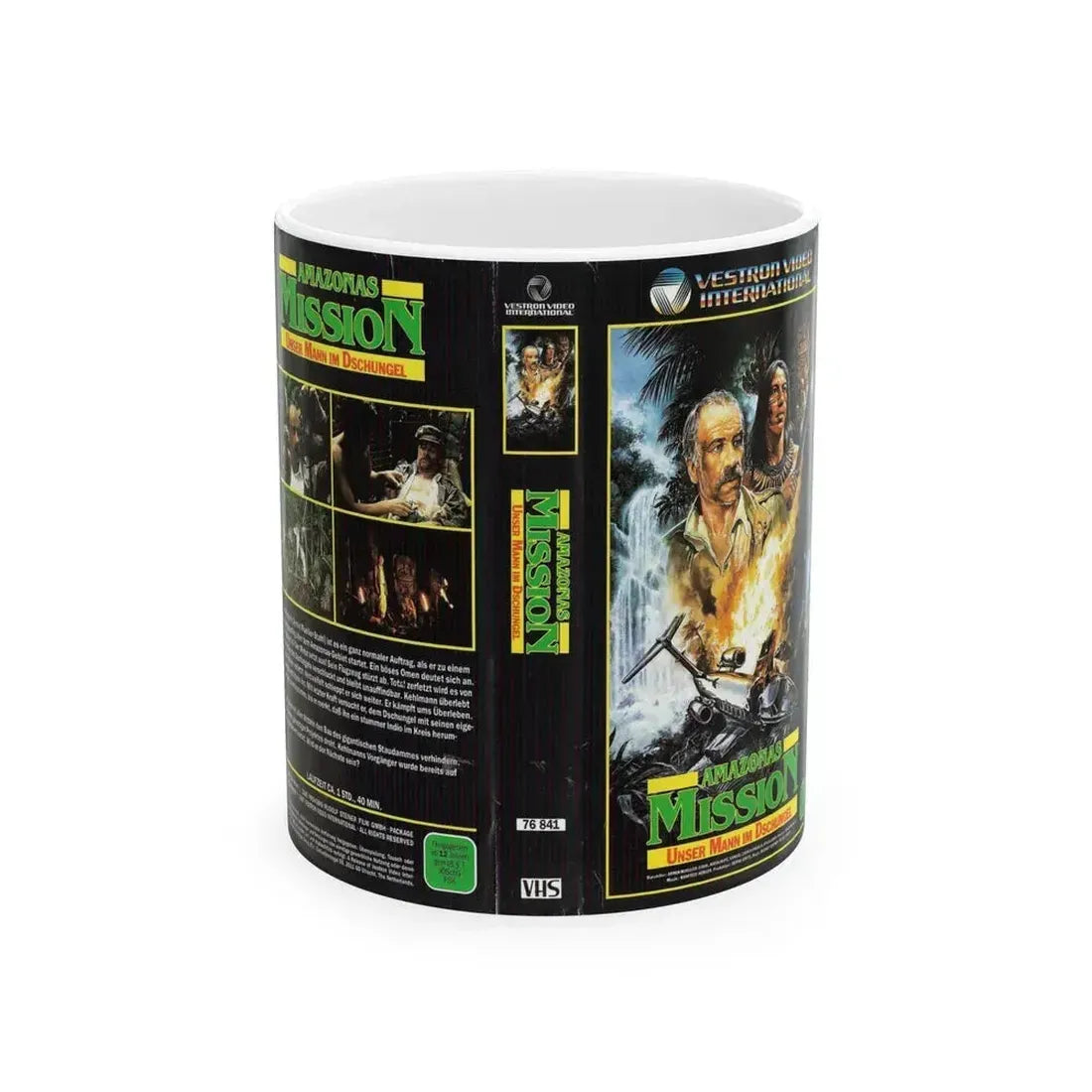 AMAZONAS MISSION (VHS COVER) - White Coffee Mug 11oz - Go Mug Yourself