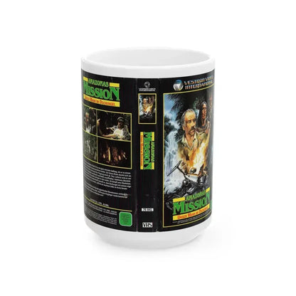 AMAZONAS MISSION (VHS COVER) - White Coffee Mug 15oz - Go Mug Yourself