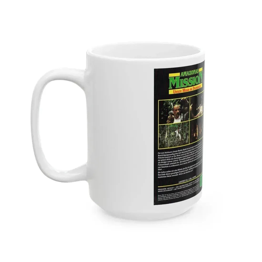 AMAZONAS MISSION (VHS COVER) - White Coffee Mug - Go Mug Yourself