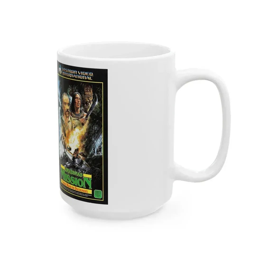 AMAZONAS MISSION (VHS COVER) - White Coffee Mug - Go Mug Yourself