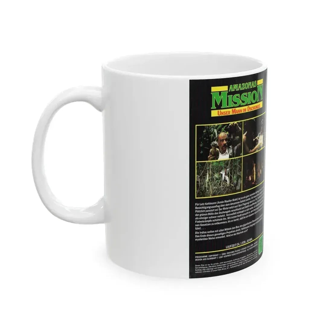 AMAZONAS MISSION (VHS COVER) - White Coffee Mug - Go Mug Yourself