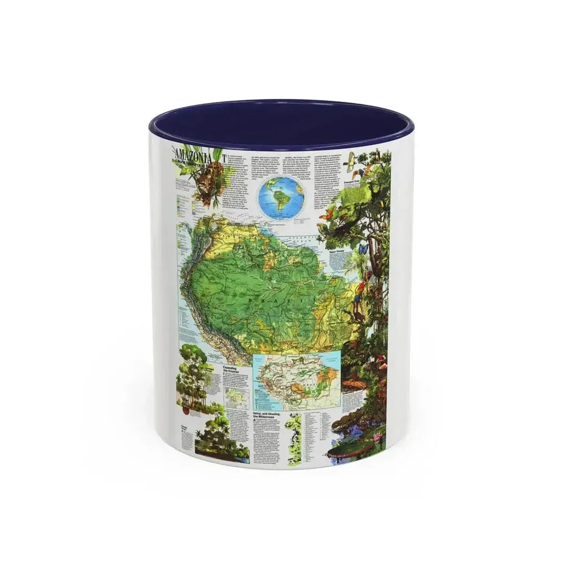 Amazonia - A World Resource at Risk (1992) (Map) Accent Coffee Mug 11oz Navy - Go Mug Yourself