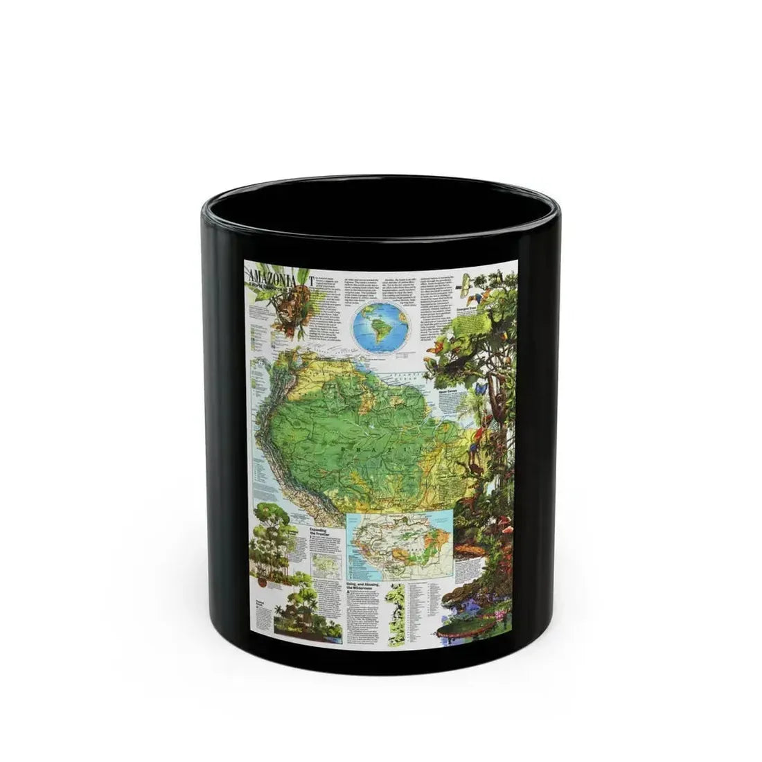 Amazonia - A World Resource at Risk (1992) (Map) Black Coffee Mug 11oz - Go Mug Yourself