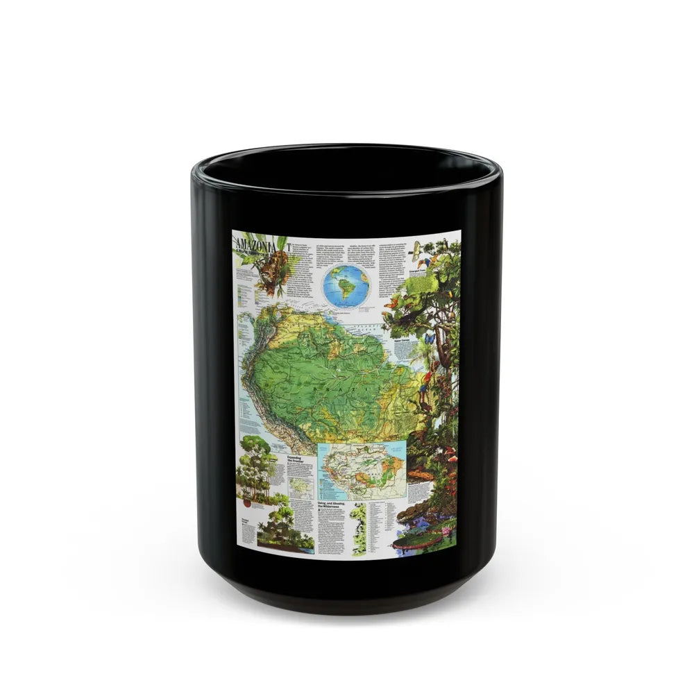 Amazonia - A World Resource at Risk (1992) (Map) Black Coffee Mug-15oz-Go Mug Yourself