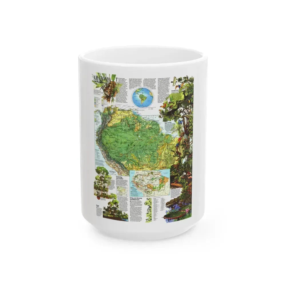 Amazonia - A World Resource at Risk (1992) (Map) White Coffee Mug 15oz - Go Mug Yourself