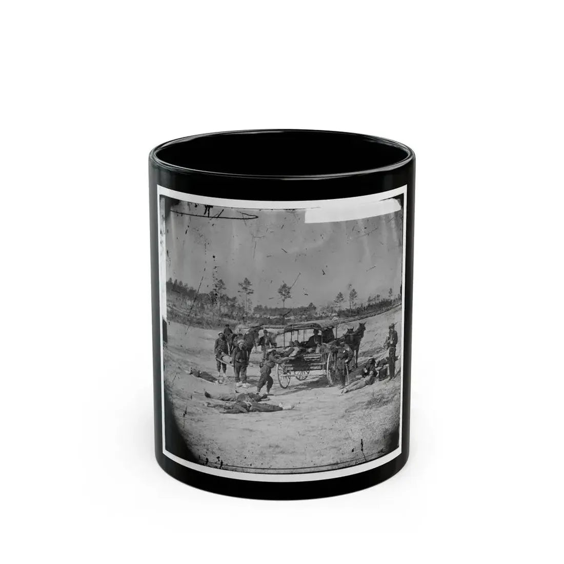 Ambulance Corps. Method Of Removing Wounded From The Field (U.S. Civil War) Black Coffee Mug 11oz - Go Mug Yourself
