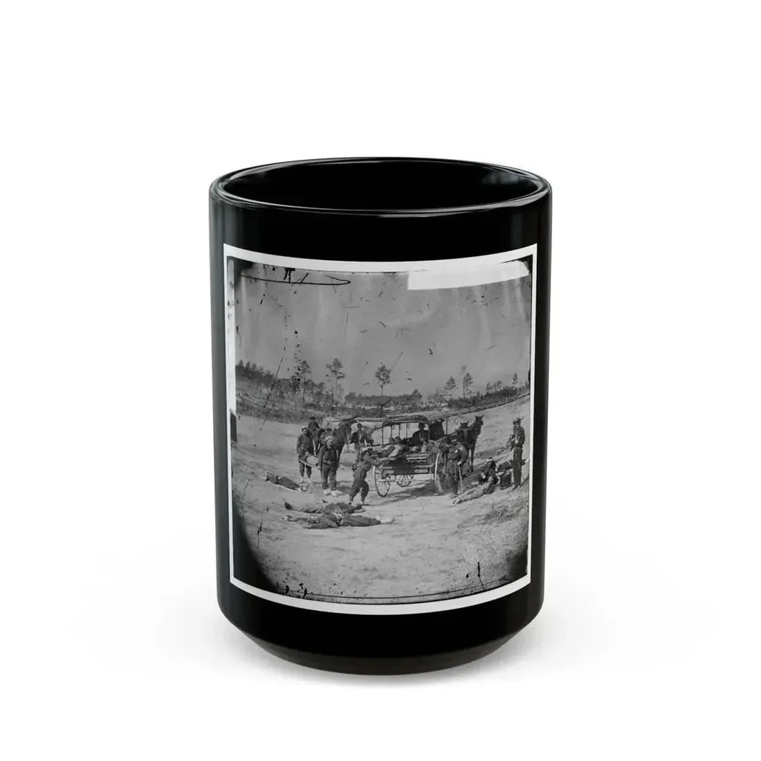 Ambulance Corps. Method Of Removing Wounded From The Field (U.S. Civil War) Black Coffee Mug 15oz - Go Mug Yourself