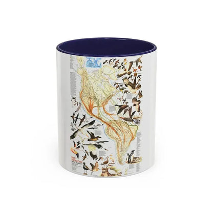 America - Bird Migration (1969) (Map) Accent Coffee Mug 11oz Navy - Go Mug Yourself
