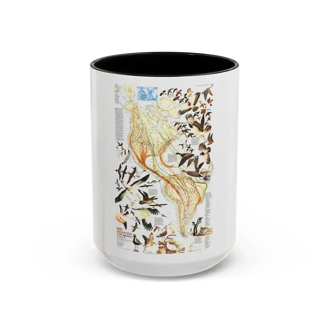 America - Bird Migration (1969) (Map) Accent Coffee Mug 15oz Black - Go Mug Yourself