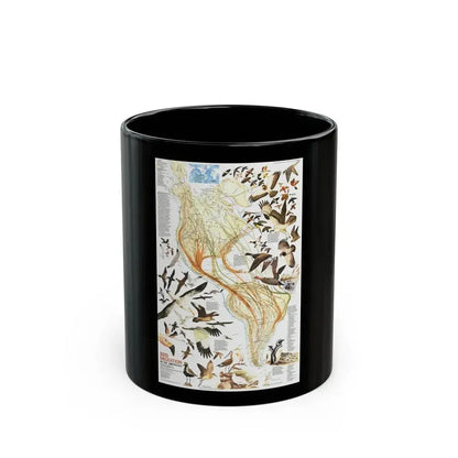 America - Bird Migration (1969) (Map) Black Coffee Mug 11oz - Go Mug Yourself