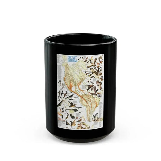 America - Bird Migration (1969) (Map) Black Coffee Mug 15oz - Go Mug Yourself