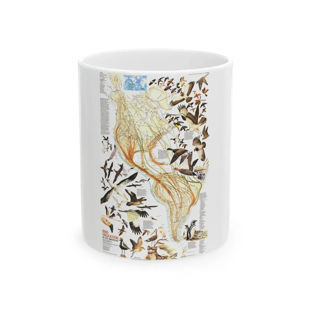 America - Bird Migration (1969) (Map) White Coffee Mug-11oz-Go Mug Yourself