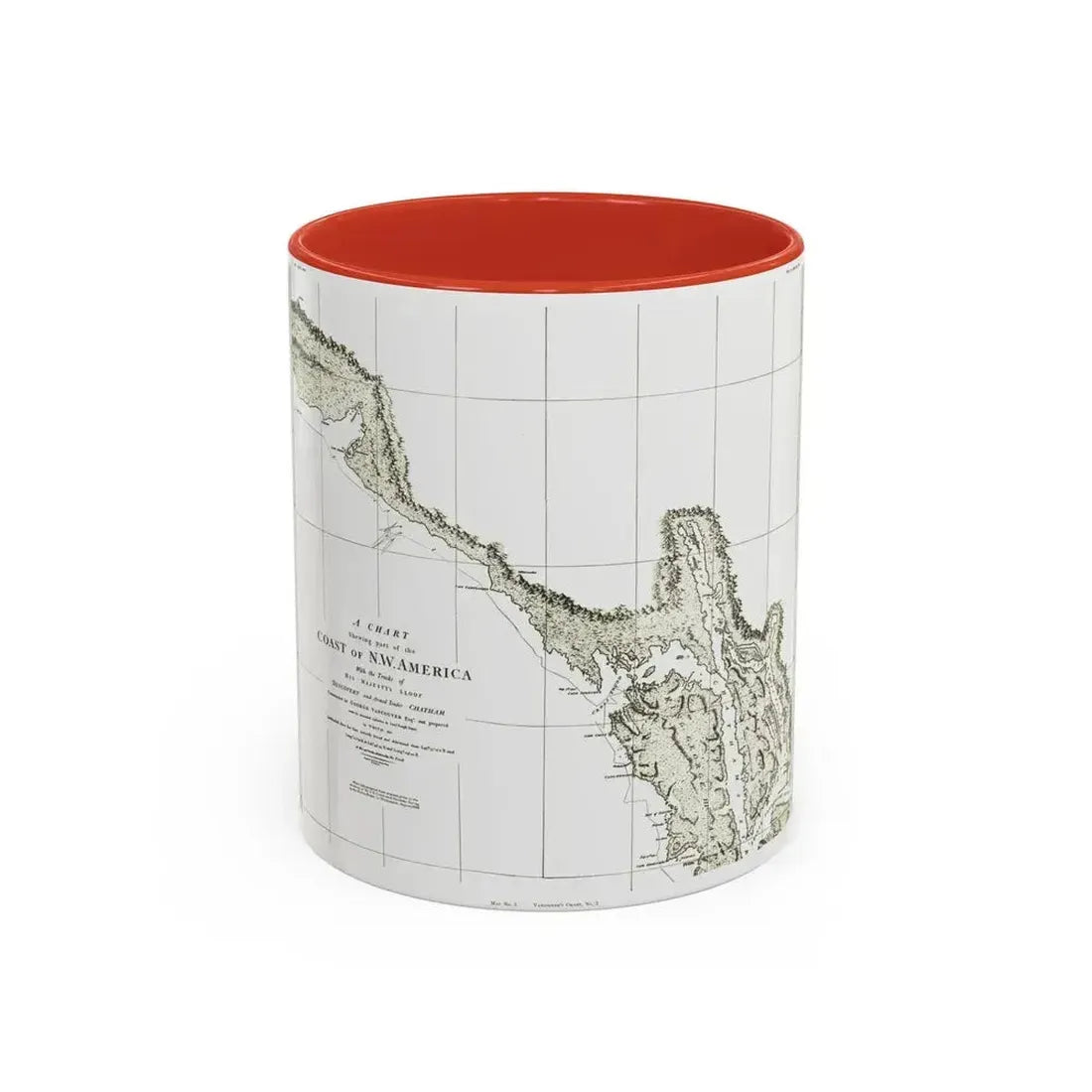 America - NorthWest Coast (1898) (Map) Accent Coffee Mug 11oz Red - Go Mug Yourself