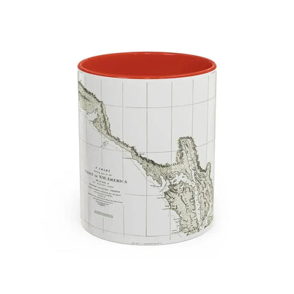 America - NorthWest Coast (1898) (Map) Accent Coffee Mug 11oz Red - Go Mug Yourself