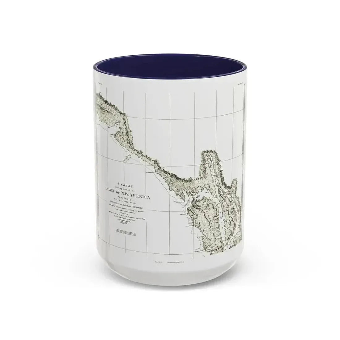 America - NorthWest Coast (1898) (Map) Accent Coffee Mug 15oz Navy - Go Mug Yourself