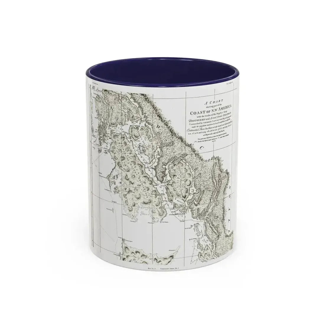 America - NorthWest Coast (1899) (Map) Accent Coffee Mug 11oz Navy - Go Mug Yourself
