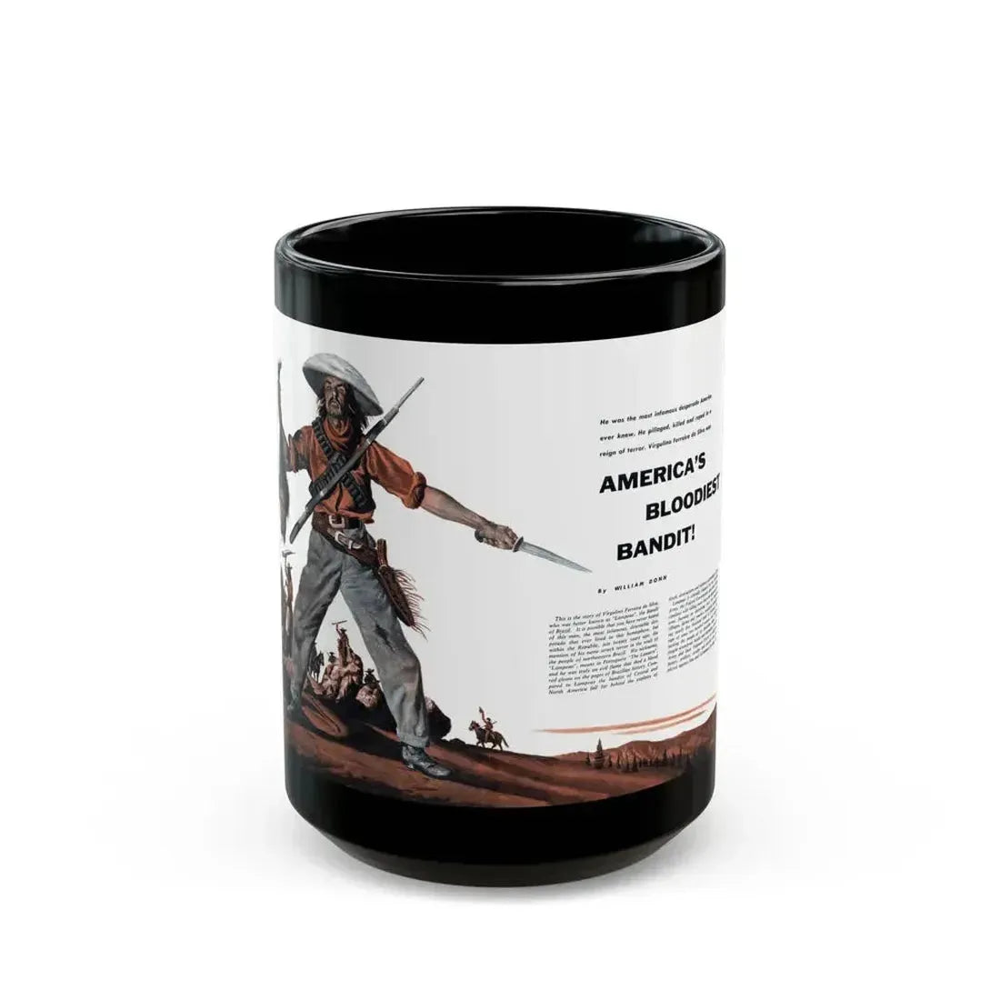America's Bloodiest Bandit, Fury magazine, December 1957 - Black Coffee Mug 15oz - Go Mug Yourself
