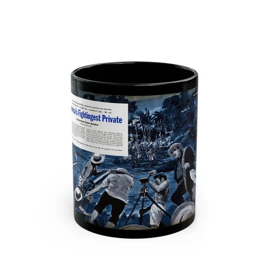 America's Fightingest Private, Cavalier magazine, January 1955 - Black Coffee Mug 11oz - Go Mug Yourself