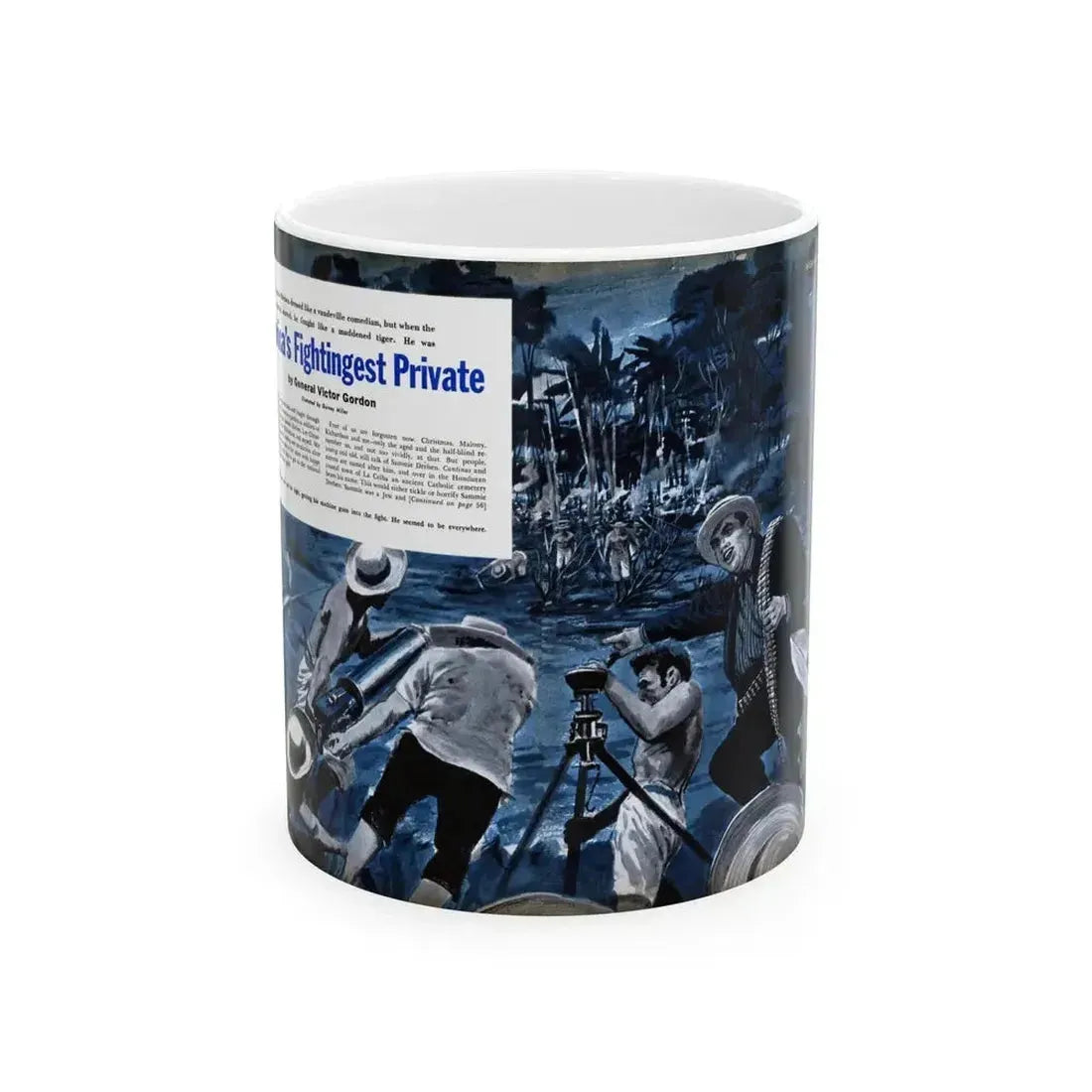 America's Fightingest Private, Cavalier magazine, January 1955 - White Coffee Mug 11oz - Go Mug Yourself