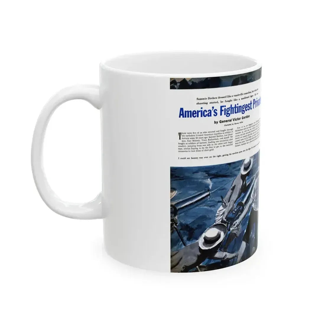 America's Fightingest Private, Cavalier magazine, January 1955 - White Coffee Mug - Go Mug Yourself