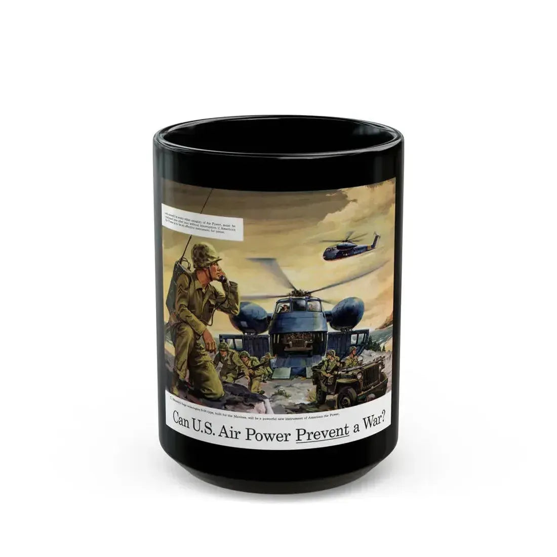 American Air Power adv, Collier's, March 19, 1954 - Black Coffee Mug 15oz - Go Mug Yourself