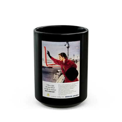American Airlines ad, 1951 - Black Coffee Mug 15oz - Go Mug Yourself