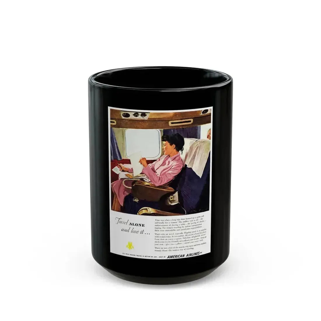 American Airlines ad, 1951_1 - Black Coffee Mug 15oz - Go Mug Yourself