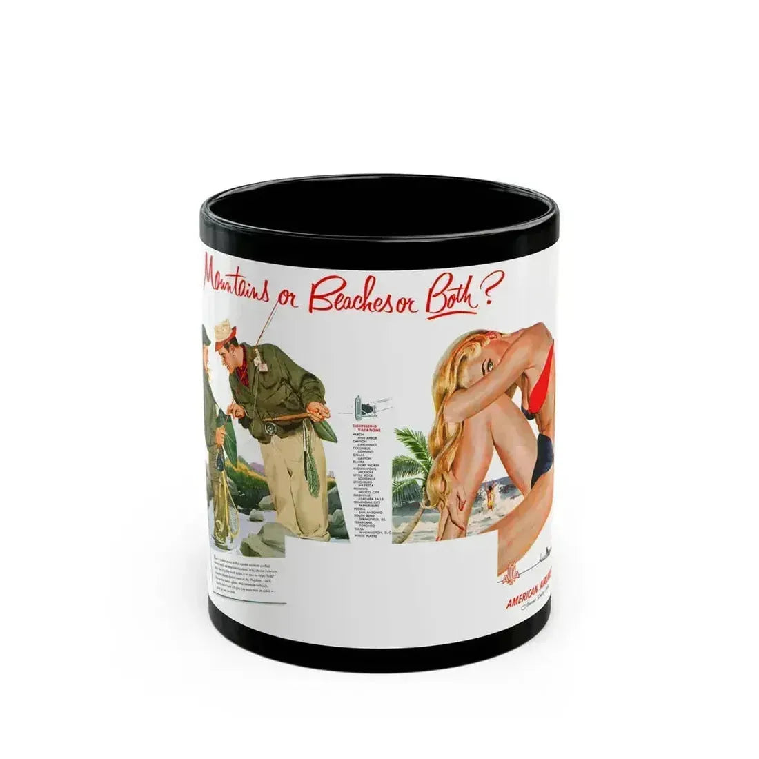 American Airlines ad, 1952 - Black Coffee Mug 11oz - Go Mug Yourself