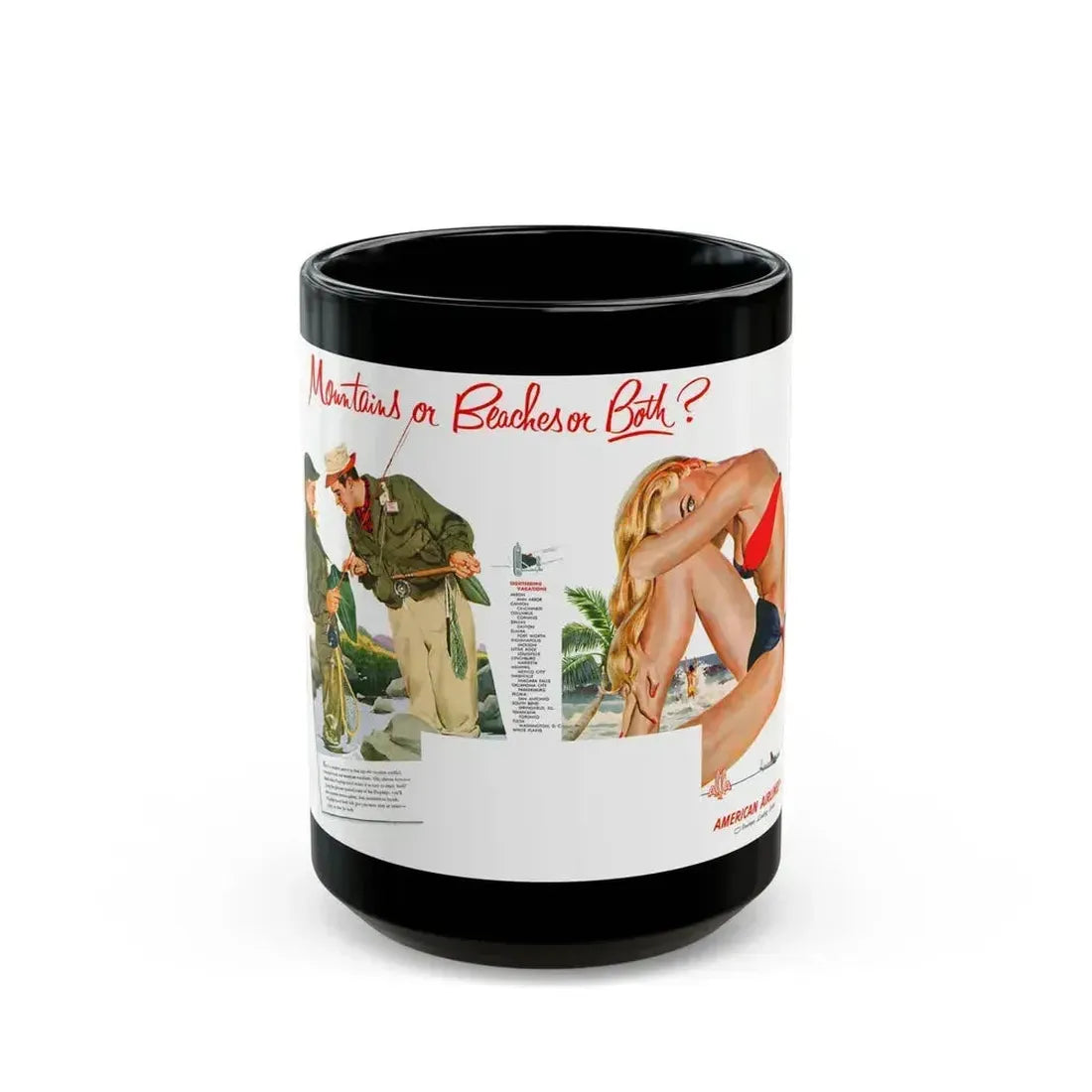 American Airlines ad, 1952 - Black Coffee Mug 15oz - Go Mug Yourself