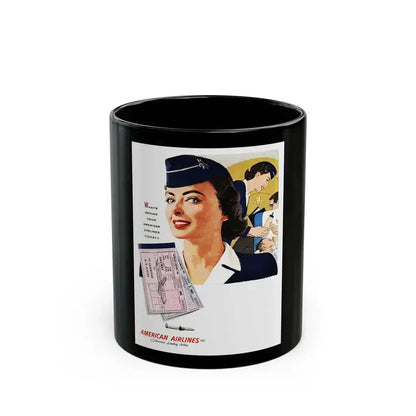 American Airlines ad, 1954 - Black Coffee Mug 11oz - Go Mug Yourself