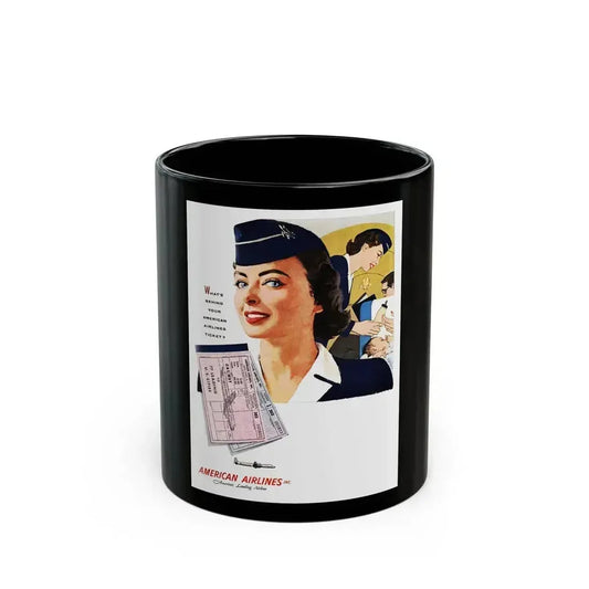 American Airlines ad, 1954 - Black Coffee Mug 11oz - Go Mug Yourself