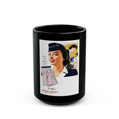 American Airlines ad, 1954 - Black Coffee Mug 15oz - Go Mug Yourself