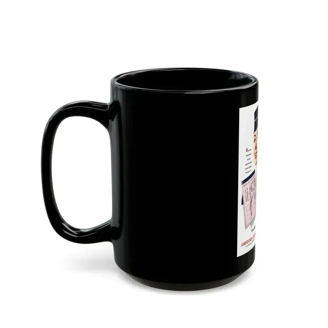 American Airlines ad, 1954 - Black Coffee Mug - Go Mug Yourself