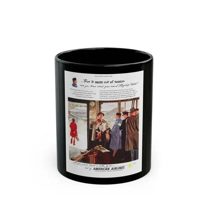 American Airlines ad, The Saturday Evening Post, 1949 - Black Coffee Mug 11oz - Go Mug Yourself