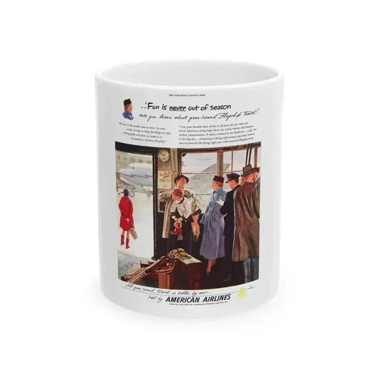 American Airlines ad, The Saturday Evening Post, 1949 - White Coffee Mug 11oz - Go Mug Yourself