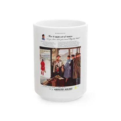 American Airlines ad, The Saturday Evening Post, 1949 - White Coffee Mug 15oz - Go Mug Yourself