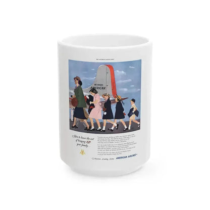 American Airlines ad, The Saturday Evening Post, 1951 - White Coffee Mug 15oz - Go Mug Yourself
