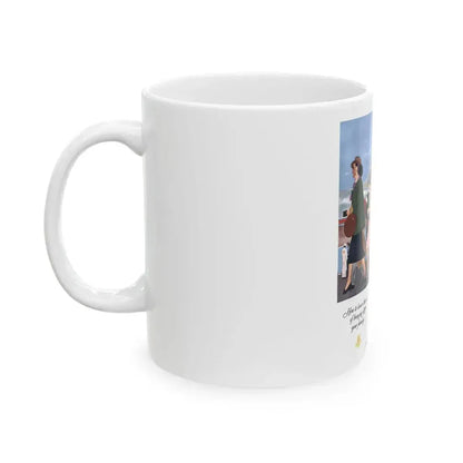 American Airlines ad, The Saturday Evening Post, 1951 - White Coffee Mug - Go Mug Yourself