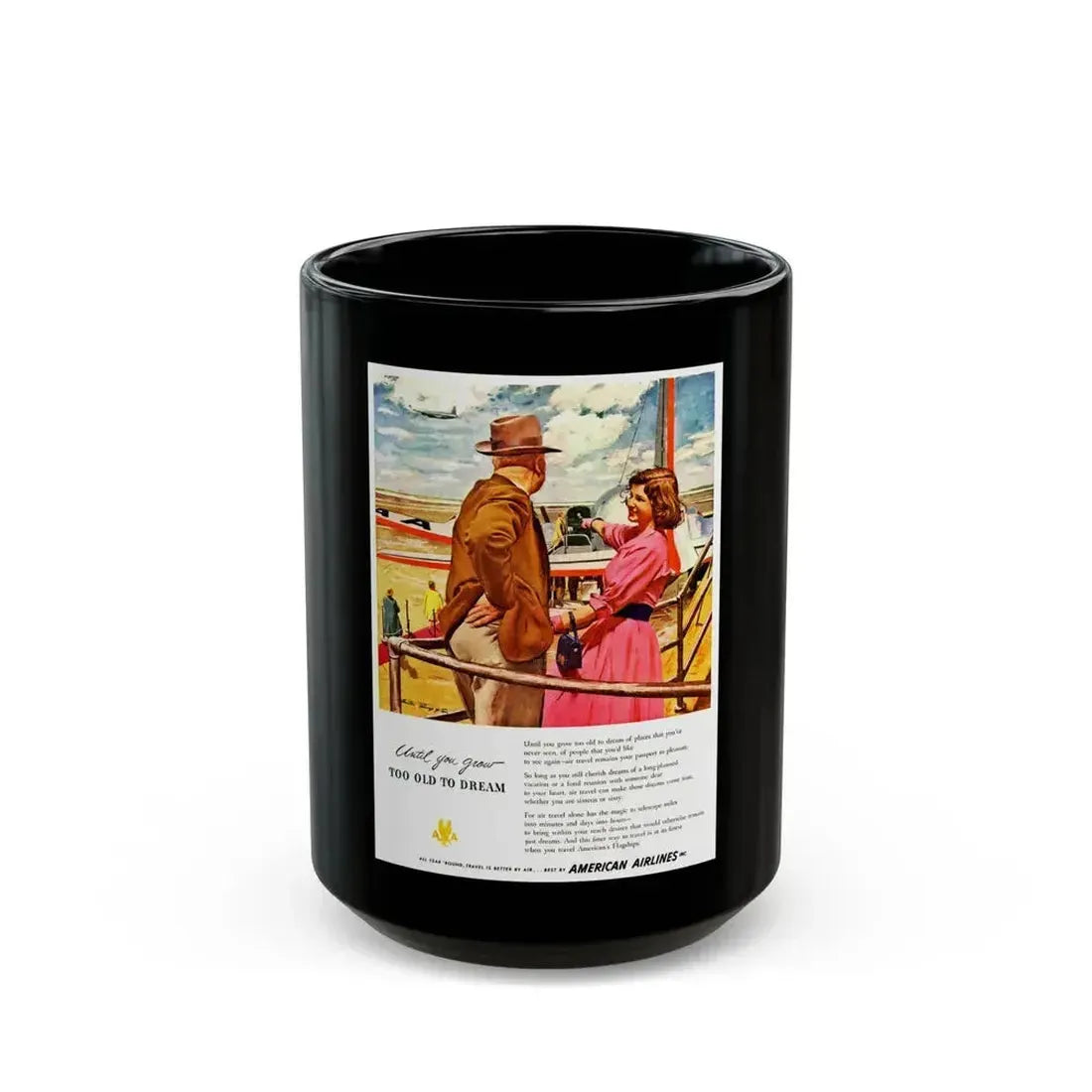 American Airlines advertisement_1 - Black Coffee Mug 15oz - Go Mug Yourself