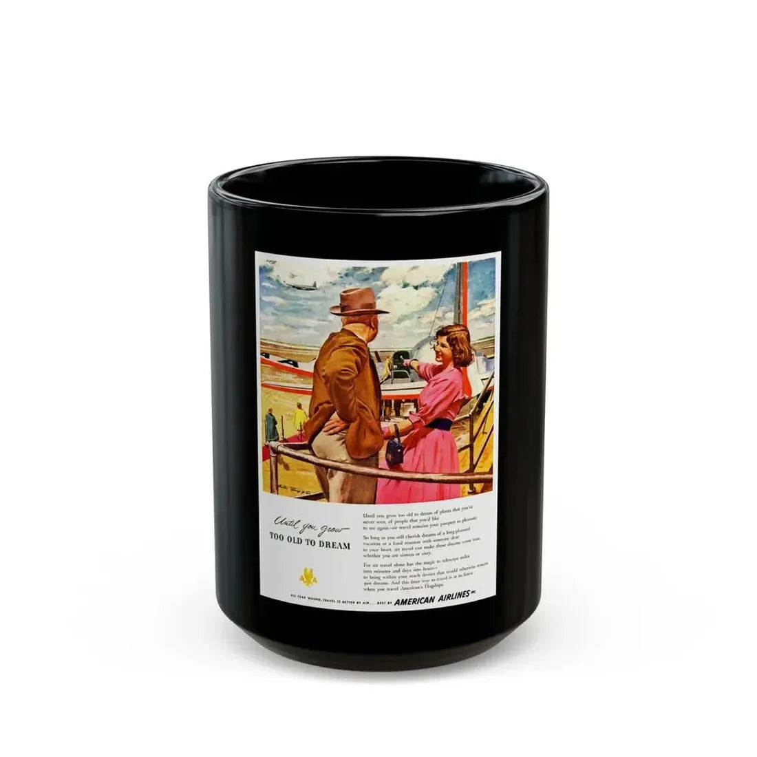 American Airlines advertisement_1 - Black Coffee Mug 15oz - Go Mug Yourself