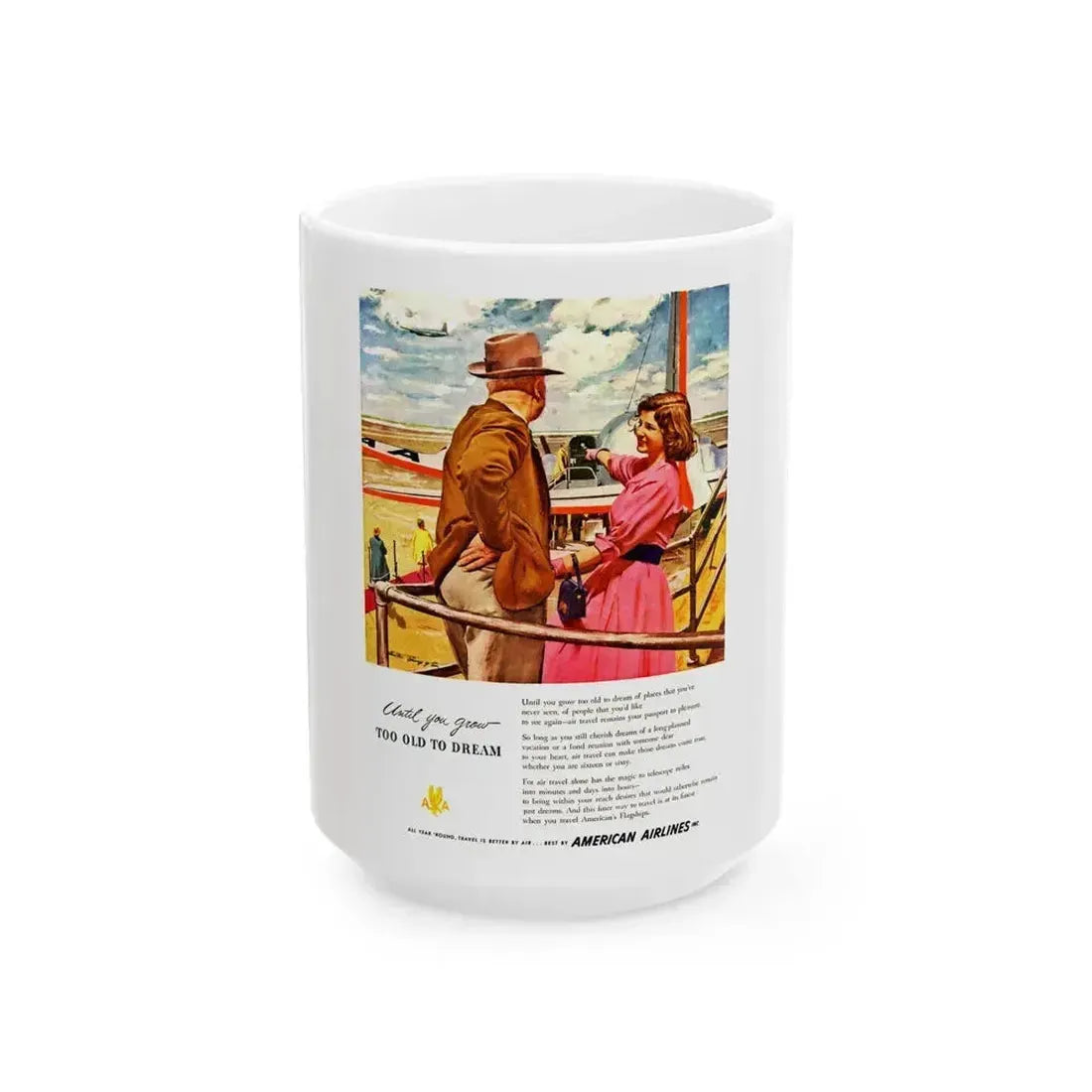 American Airlines advertisement_1 - White Coffee Mug 15oz - Go Mug Yourself