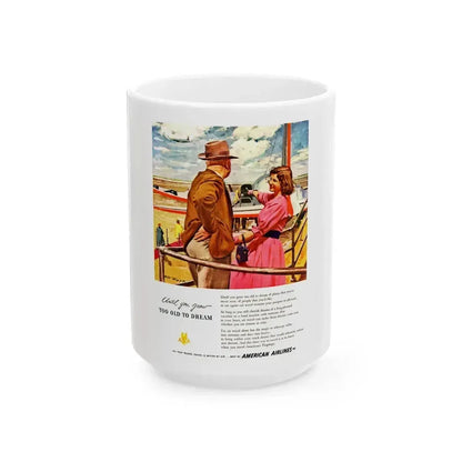 American Airlines advertisement_1 - White Coffee Mug 15oz - Go Mug Yourself