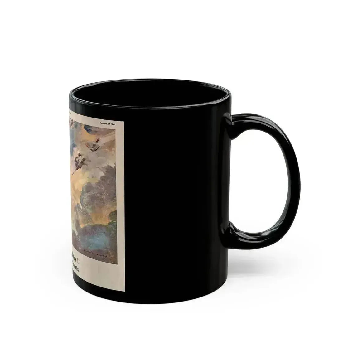 American Airpower, Republic Steel ad, The Saturday Evening Post, January 24, 1942 - Black Coffee Mug - Go Mug Yourself