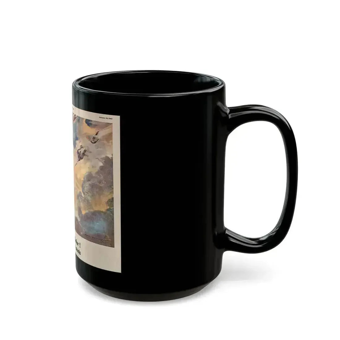 American Airpower, Republic Steel ad, The Saturday Evening Post, January 24, 1942 - Black Coffee Mug - Go Mug Yourself