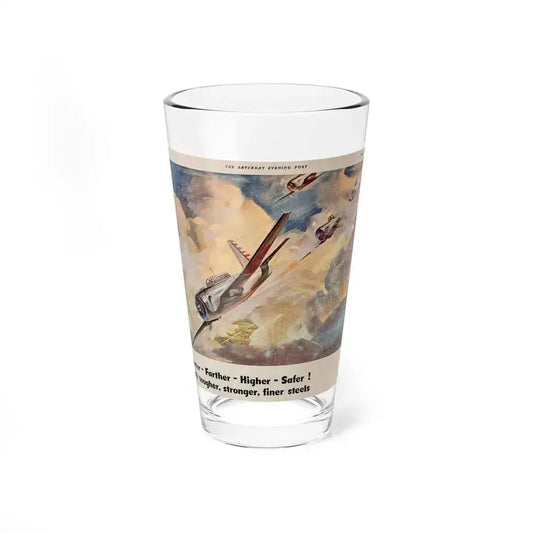 American Airpower, Republic Steel ad, The Saturday Evening Post, January 24, 1942 (Magazine Illustration) Pint Glass 16oz 16oz - Go Mug Yourself