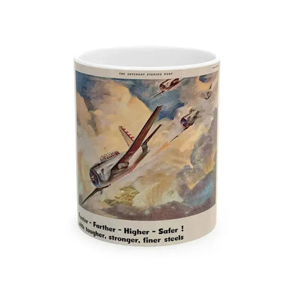 American Airpower, Republic Steel ad, The Saturday Evening Post, January 24, 1942 - White Coffee Mug 11oz - Go Mug Yourself